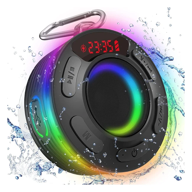 Portable Bluetooth Shower Speaker - 360 HD Surround Sound, IPX7 Waterproof, Dual Stereo Pairing, Built-in Mic, Shower Radio for Party, Travel, Beach - Brand X, Ref. 12345