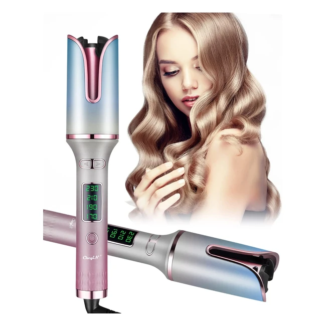 Ckeyin Automatic Hair Curler - 4 Temperature Settings, LCD Display, Fast Heating, Auto Shutoff