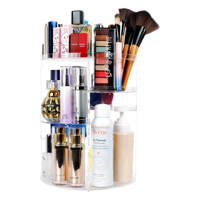 Eloki Makeup Organizer 360° Rotating Beauty Organizer with 7 Adjustable Layers for Cosmetic Perfume Jewelry Storage