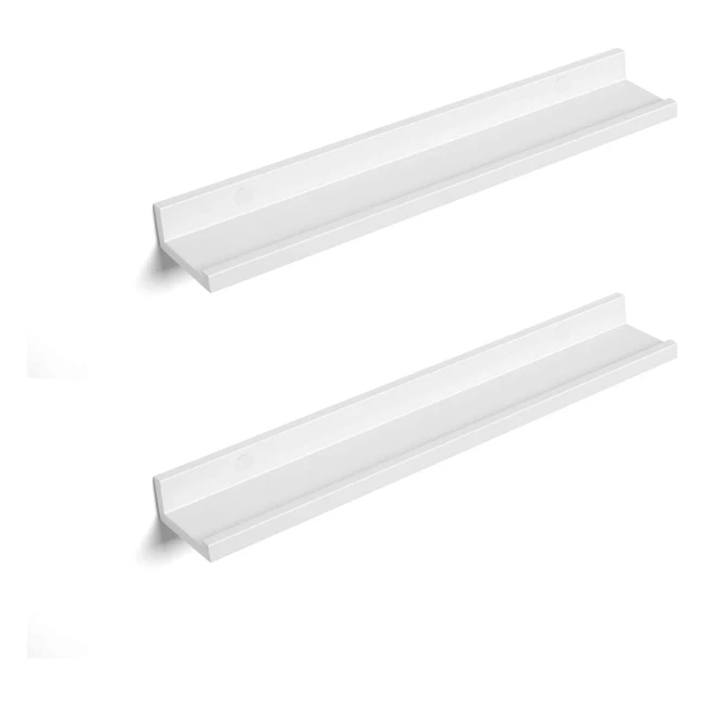 Songmics Floating Shelves Set of 2 - High Gloss Finish, 60x10cm, for Pictures and Books - White LWS60WT