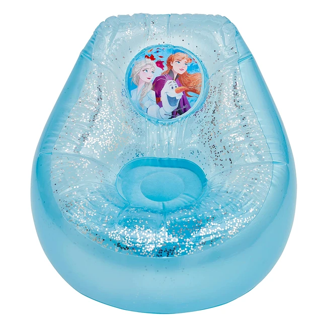 Disney Frozen Glitter Inflatable Chill Chair - Quick & Easy Inflation, Flocked Seat for Extra Comfort