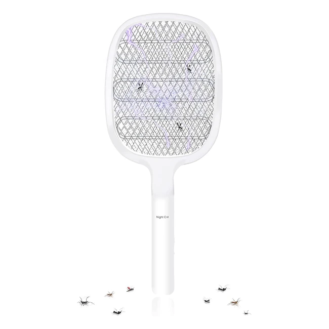 Raquette anti-moustique Night Cat 4000V pliable USB-C rechargeable - Tue mouche électrique - Piège à guêpes - Repulsif moustiques - Zapper insectes