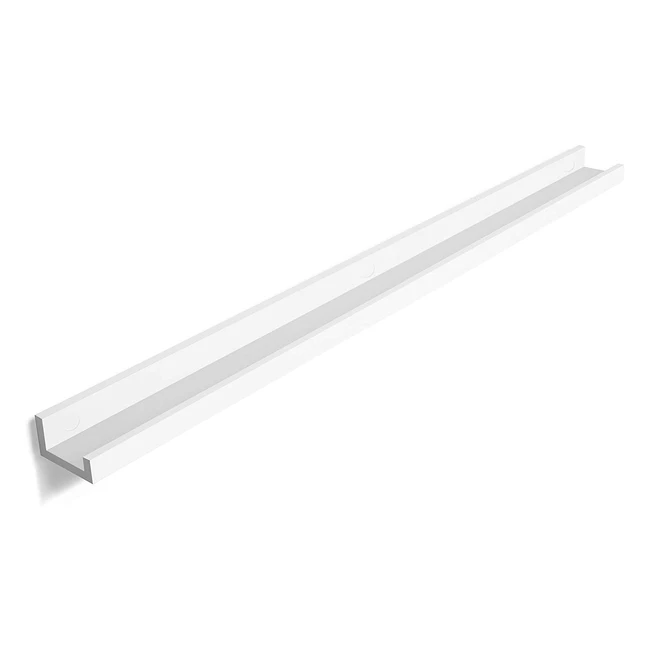 Songmics Wall Shelf for Picture Frames and Books - High Gloss Finish, 110 x 10 cm, White - LWS46WT