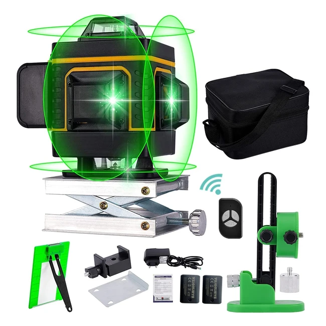 Niveau Laser 4x360 4D 16 Lignes Rotatif Autonivelant avec Batteries Intgres