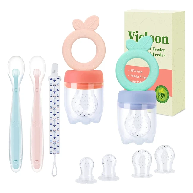 Vicloon Chupetes Fruta Bebe6 Tetinas Silicona de Repuesto2 Piezas - Alimentador 