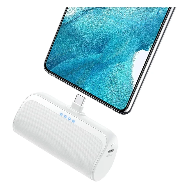 Batterie Externe USB-C Axneb Mini 5200mAh PD 15W - Charge Rapide pour Samsung H