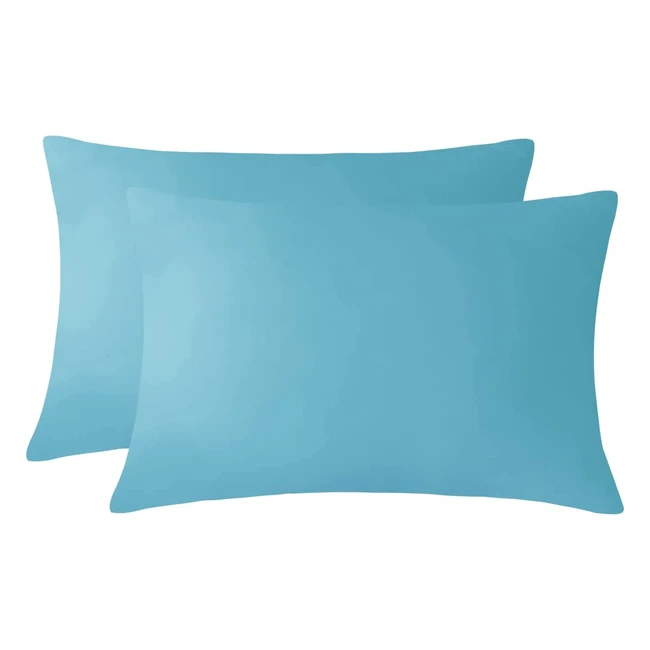 Ruikasi Teal Pillowcases 2 Pack - Soft Microfiber, Envelope Closure, Wrinkle Resistant