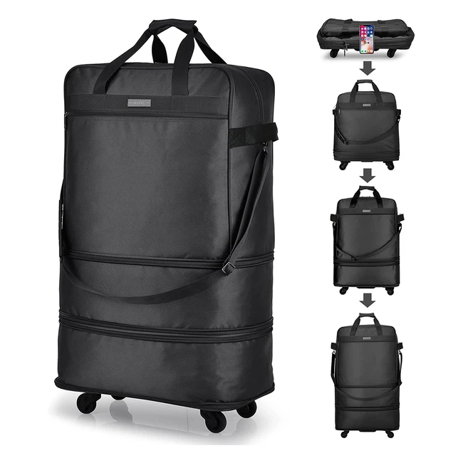 Hanke Expandable Foldable Suitcase Luggage - Lightweight Rolling Travel Duffel Bag for Men & Women, 202428 Inch Large, Universal Wheel, Ergonomic Design