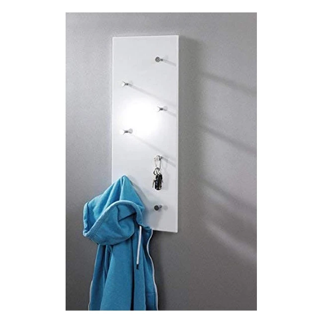Hakumbel Wandgarderobe 80x55x30cm - MDF, Hochglanz, Chrom-Metallhaken
