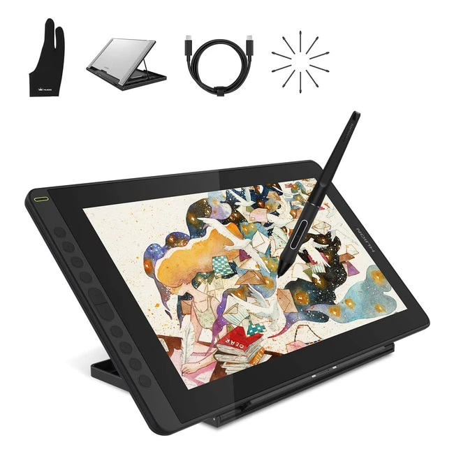 Tablette graphique Huion Kamvas 16 2021 avec cran HD 156 stylet passif et 1