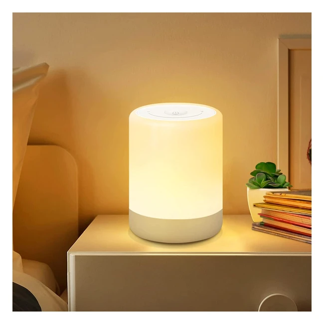 Solidee Touch Bedside Lamp - Rechargeable LED Table Lamp with RGB Color Changing - Portable Baby Night Light for Kids Bedroom Camping Nursery Office