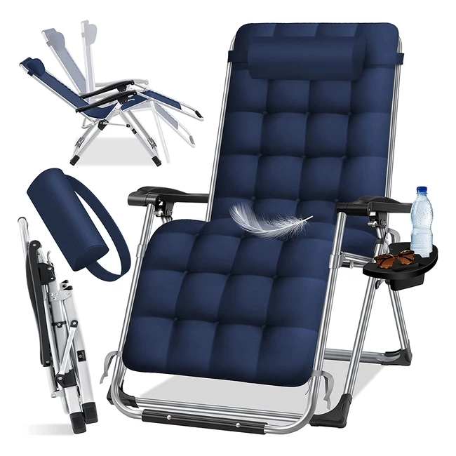 Kesser Sonnenliege klappbar mit Getränkehalter und extra großer Liegefläche - Navyblau