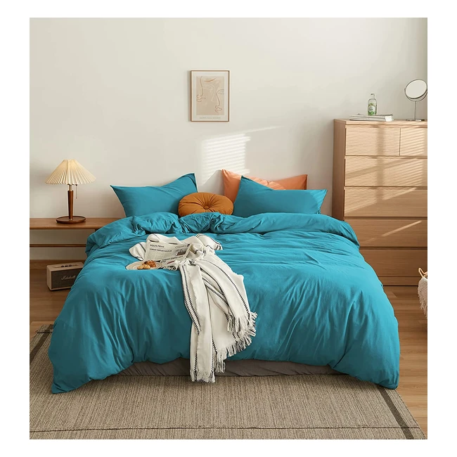 Housse de couette Mohap 140x190cm avec taies doreillers 65x65cm - Lac Bleu 100