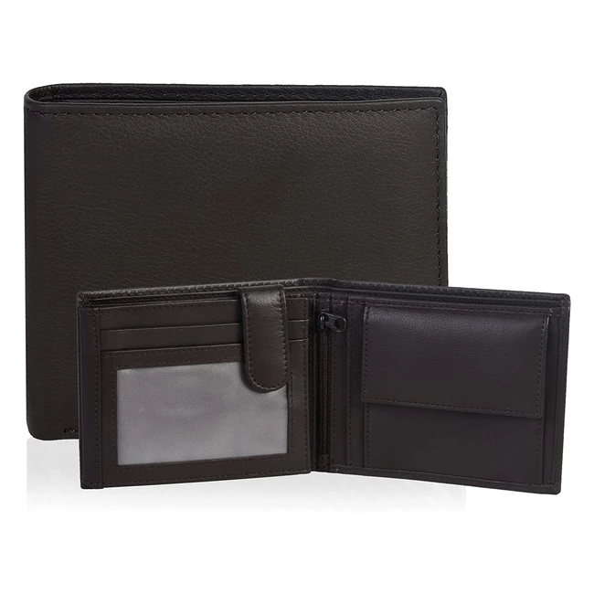 Cartera de Cuero Eono Vintage RFID con Monedero y Protección - Marrón