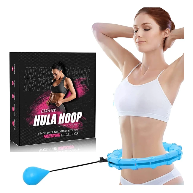 Premium Weighted Hula Hoop for Adult Fitness Exercise - Auto Spinning, Detachable, Smart Hoop with 360 Degree Spinning Ball and Magnetic Therapy Disks