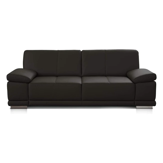 Cavadore Corianne Echtleder-Sofa, 3-Sitzer, Armteilverstellung, dunkelbraun, 217x80x99cm