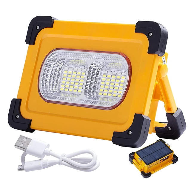 Super Bright Rechargeable LED Work Light - 80W Solar Portable Camping Light with 11000mAh Battery and 4 Modes