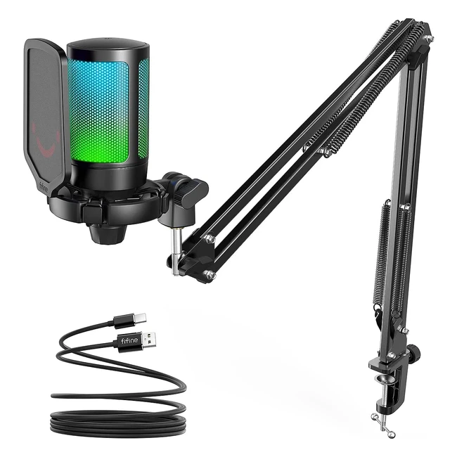 Fifine USB Mikrofon für Gaming mit Arm und Pop-Filter - A6T