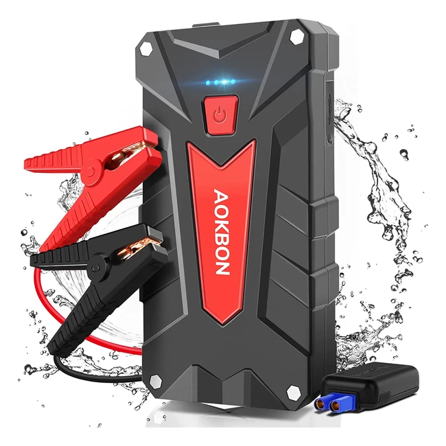Arrancador de Coches Aokbon 1200A 13200mAh con Luz LED y 2 Puertos USB de Carga 
