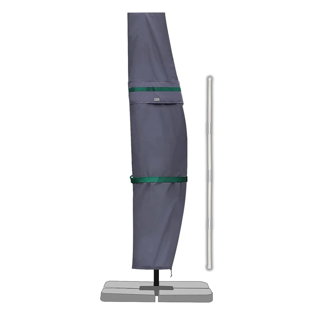 Sekey Cantilever Parasol Schutzhülle mit Ständerabdeckung für Garten- und Balkon-Schirme, wasserdicht, mit Belüftungslöchern, dunkelgrau