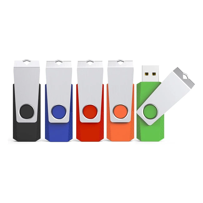 Kexin USB Stick 128GB 5 Pack - Memory Stick with LED Light, Twist-Turn Design, Large Compatibility