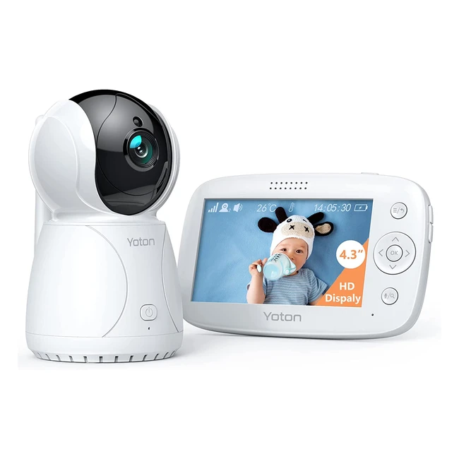 Yoton Baby Monitor with Camera - HD Screen, Motion Detection, Remote PTZ, Two-Way Talk, 8 Lullabies, Night Vision, Temperature Monitoring, Feeding Reminder