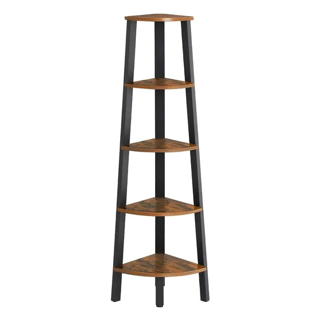 VASAGLE 5-Tier Corner Shelf - Industrial Ladder Bookcase Storage Rack for Home Office - Rustic Brown