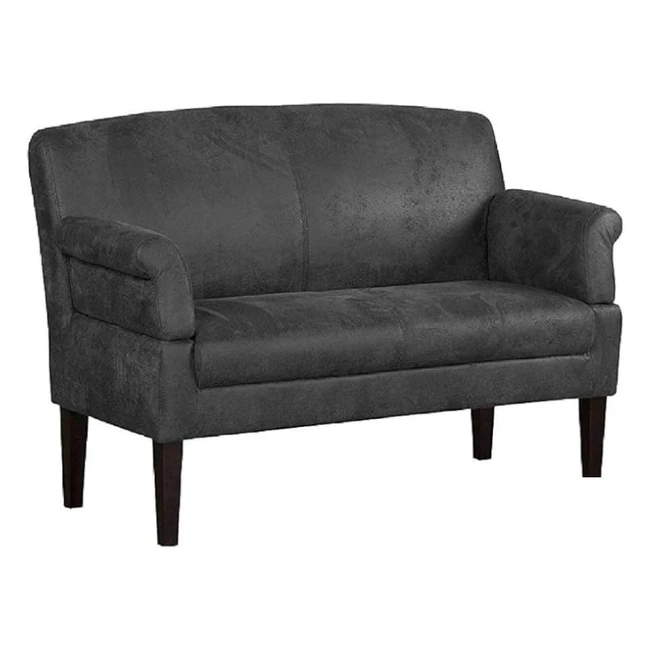 Cavadore Malm - Rustikales 2-Sitzer Sofa mit Federkern und Armteilfunktion in Antiklederoptik Dunkelgrau