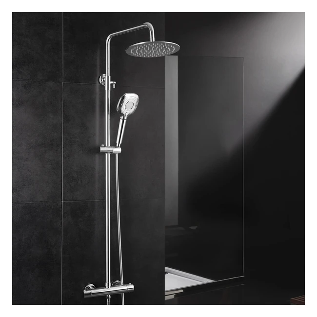 Colonne de douche thermostatique Rainsworth en acier inoxydable avec pommeau de 