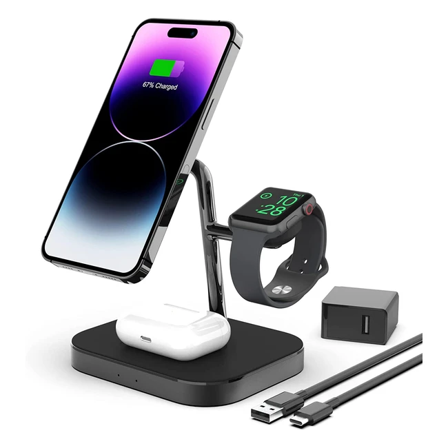 Chargeur sans fil magnétique 3 en 1 pour iPhone et Apple Watch - Boaraino