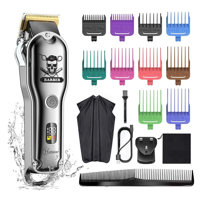 Hatteker Pro Hair Clippers for Men - Stainless Steel Blades, Adjustable Cutting Length, Waterproof, Cordless Beard Trimmer