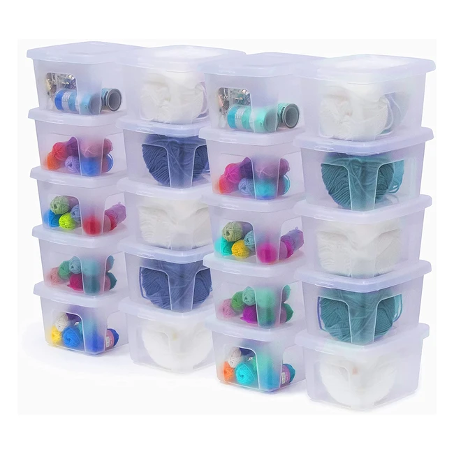 Iris Ohyama MCB2 Plastik-Aufbewahrungsorganisator, 20er-Pack, 2L, stapelbar, stabil, für Zimmer, Büro, Wohnzimmer, transparent