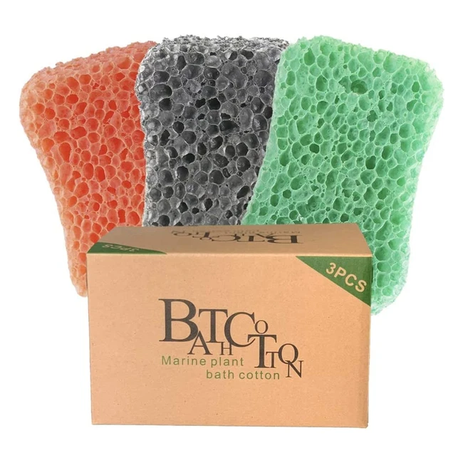 3 Pack Bath Sponges for Exfoliating and Cleaning - OrangeGrayGreen - ShowerEs