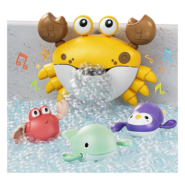 Krabbe Badespielzeug mit Musik und Seifenblasen - Badewannenspielzeug für Babys und Kleinkinder ab 1 Jahr