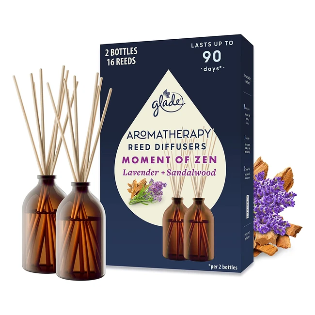 Glade Aromatherapy Reed Diffuser Set - Calming Fragrance with Lavender & Sandalwood - Pack of 2 (2 x 80ml)