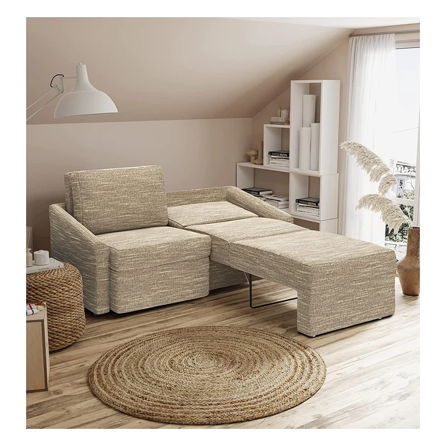 Domo Collection Relax Couch Boxspring Sofa mit Schlaffunktion - Beigebraun
