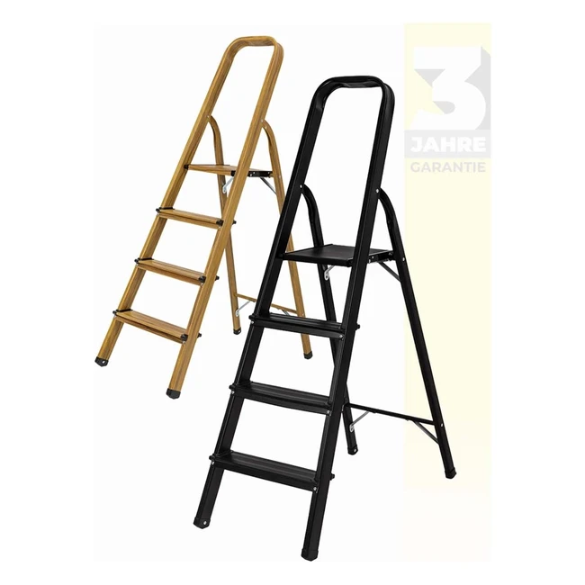 Craftfull Aluminium Haushaltsleiter CF133A - 4 Stufen - Platzsparend - Bis zu 150 kg - Schwarz