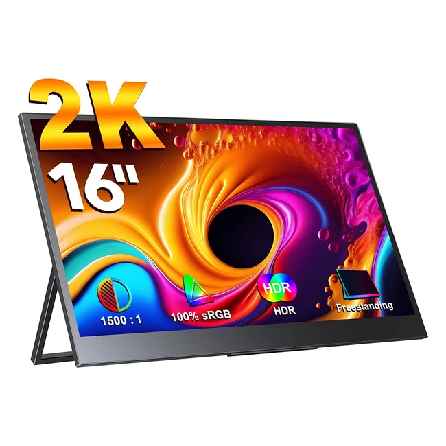 Monitor Porttil Uperfect 2K de 16 Pulgadas con Pantalla IPS 2560x1600 Contras