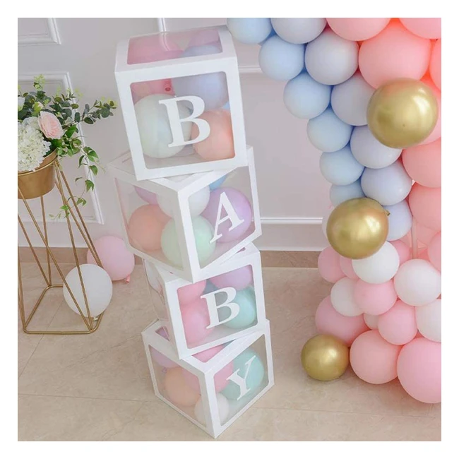 Scatole Baby Shower Trasparenti con Lettere B A B Y - Decorazione per Feste