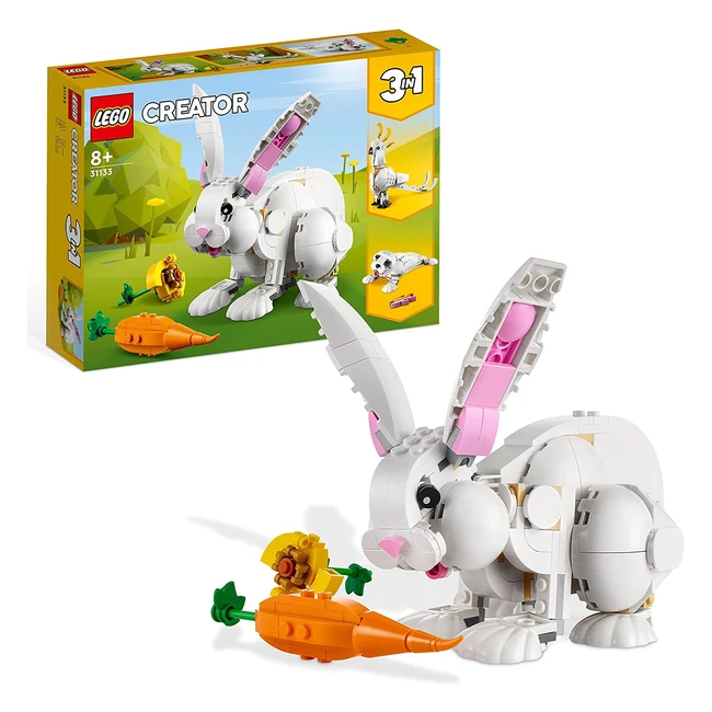 Lego Creator 3in1 White Rabbit Animal Toy Building Set - Bunny, Seal, and Parrot Figures - Construction Toys for Kids Aged 8+