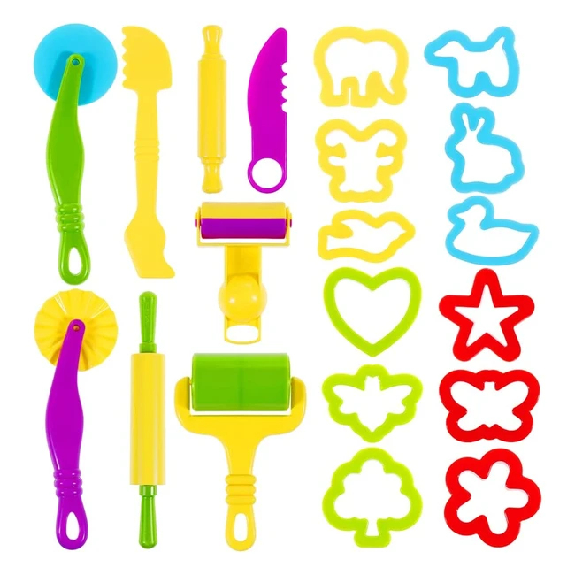 Lictin Clay Dough Tools Kit - 20pcs Modelling Tool Set with Rollers, Molds, and Accessories - Non-Toxic and Durable