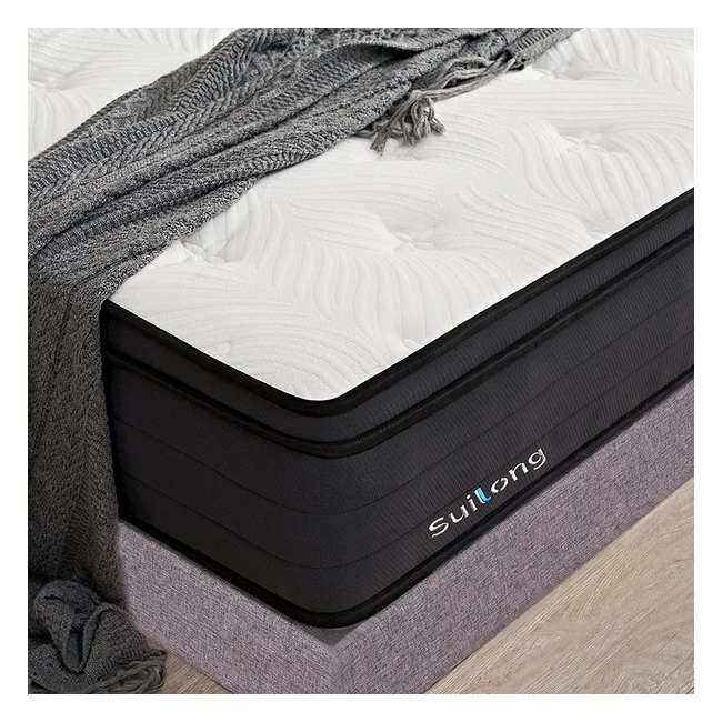 Suilong Matratze 180x200x30cm Härtegrad H3 mit Gel-Memory-Schaum und Taschenfederkern für Rücken- und Taillenschmerzlinderung