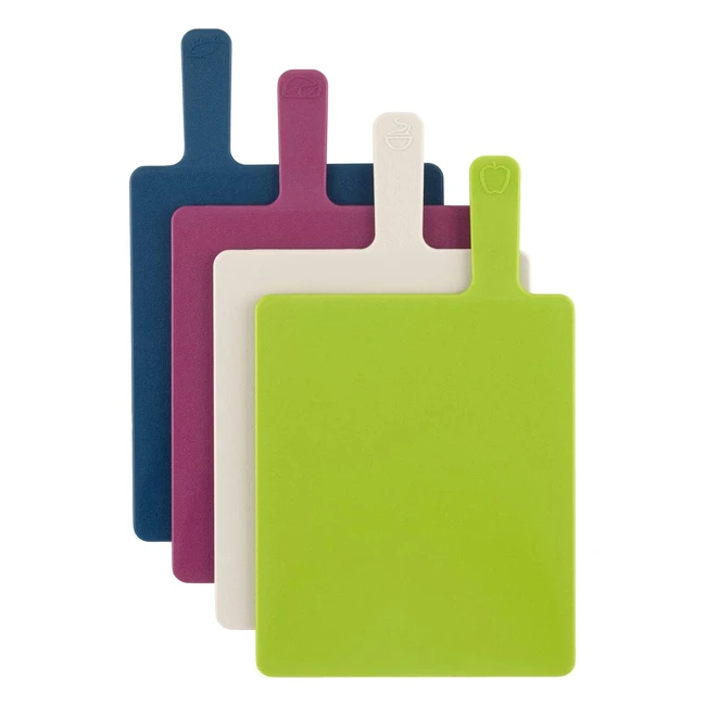 Salter Rectangular Chopping Board Set with Food Prep Indicators - Non-Slip Stand - Dishwasher Safe - Multicolour (Set of 4)