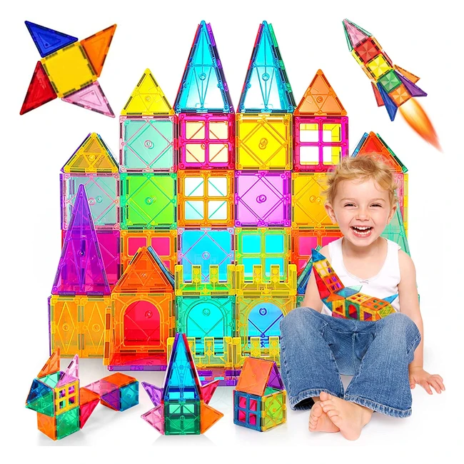 Jeu de construction magnétique premium 80 pièces pour garçons et filles - Jouet éducatif STEM 3 ans+