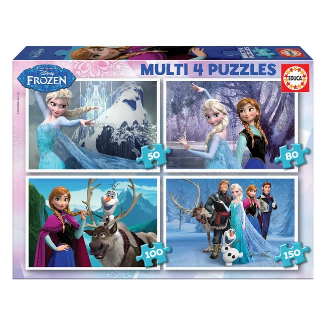 Puzzle Educa Frozen Multicolor 16173 - 4 Puzzles Progresivos de Cartn Reciclad