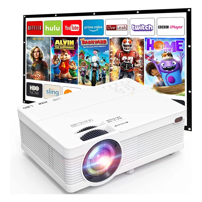 Mini Projector Upgraded 7500 Lumens Full HD 1080P Portable Video Projector for Home Theater Movie Compatible with HDMI USB TV Stick Smartphone Laptop