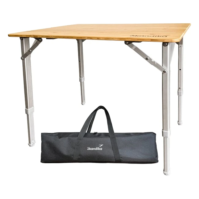 Skandika Triabo Bamboo Campingtisch - Faltbarer Tisch, 3-fach höhenverstellbar, wetterfest und UV-beständig für Camping, Garten und Balkon