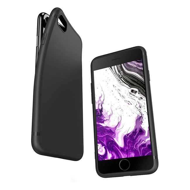 Carcasa iPhone 7/8/SE 2020/2022 Slimmy Negra Silicona TPU Mate con Protección de Cámara