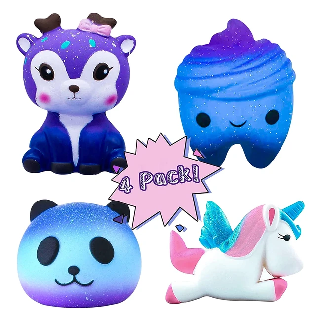Galaxy Jumbo Squishies Pack - Slow Rising Squishy Toys for Stress Relief - Deer