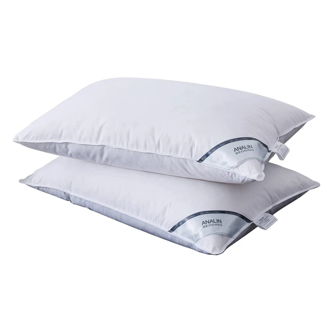 Analin 2 Pack Goose Feather Down Pillows - Soft, Nonallergenic, Hotel Quality
